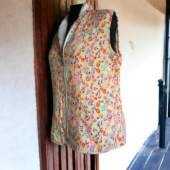 NWT MATILDA JANE ( MED ) Reversible Sherpa Full Zip Flower Print Vest - Picture 8 of 12